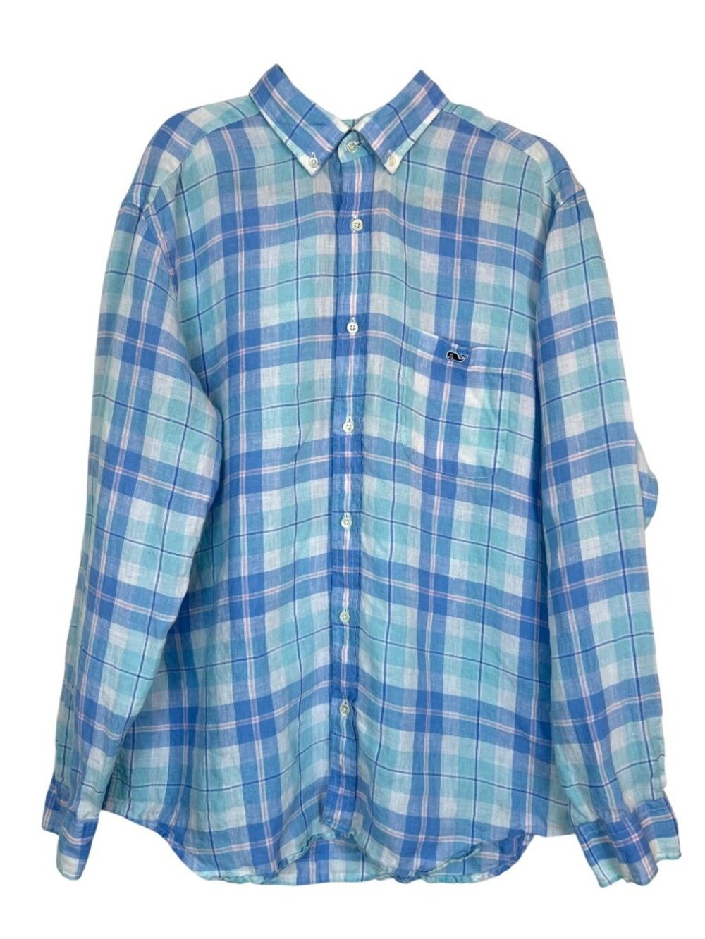 Vineyard Vines Shirt Men's XL Classic Fit Tucker Blue Plaid Office Casual Preppy